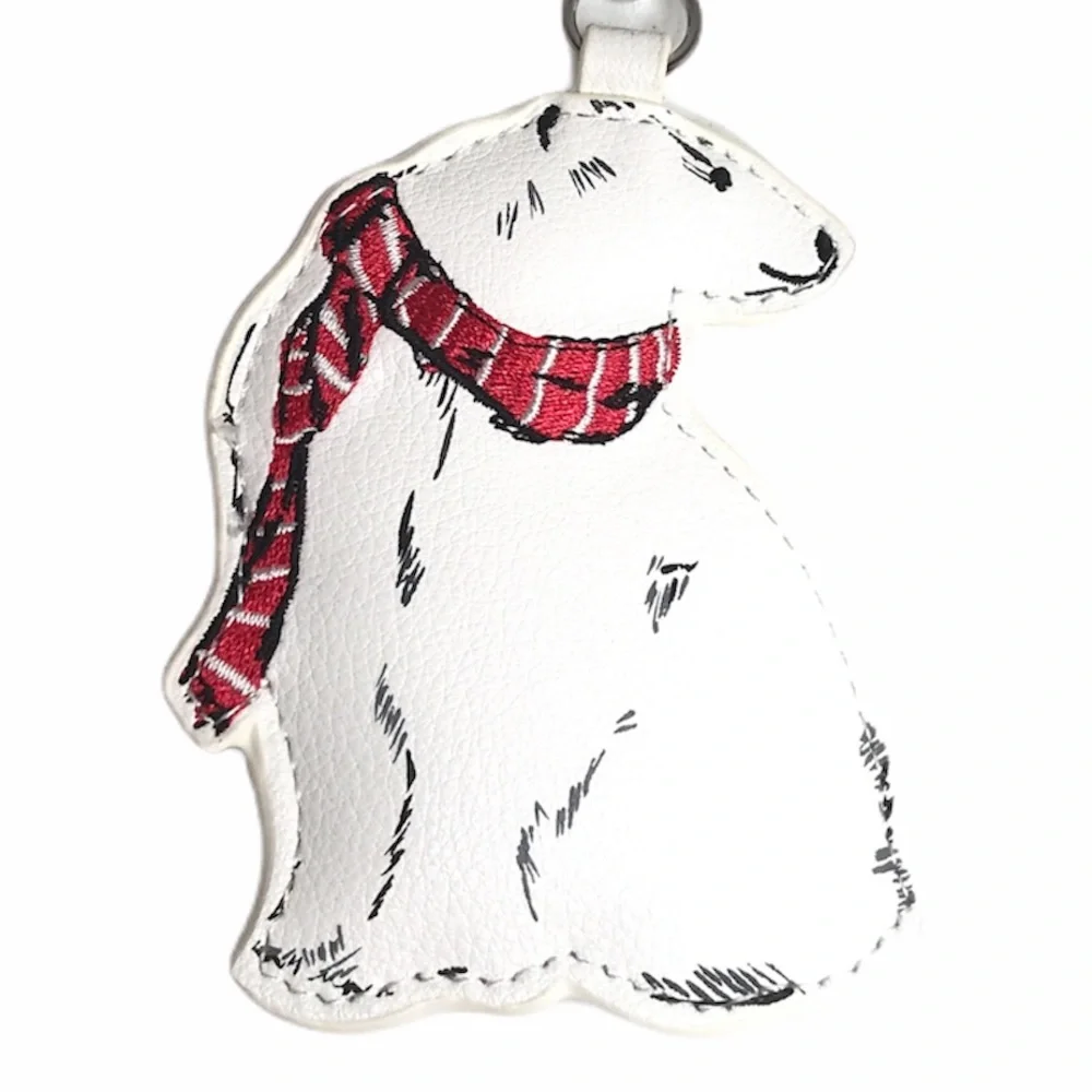 Vera Bradley Bag Charm Beary Merry White Red